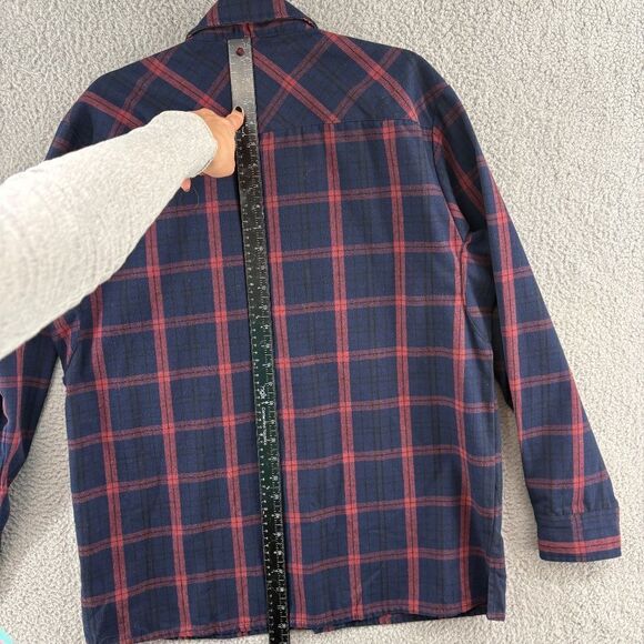 Vertx Shirt Mens Large Plaid Canyon River Flannel Long Sleeve Red Navy - Picture 6 of 9